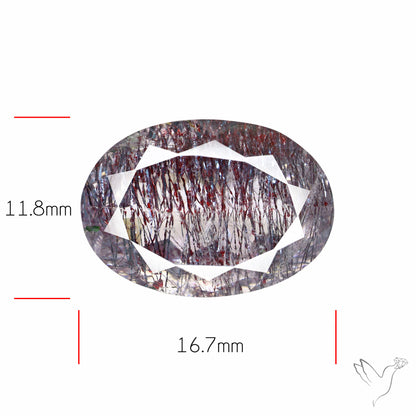 Lepidocrocite and Goethite In Quartz Faceted Fine Gemstone