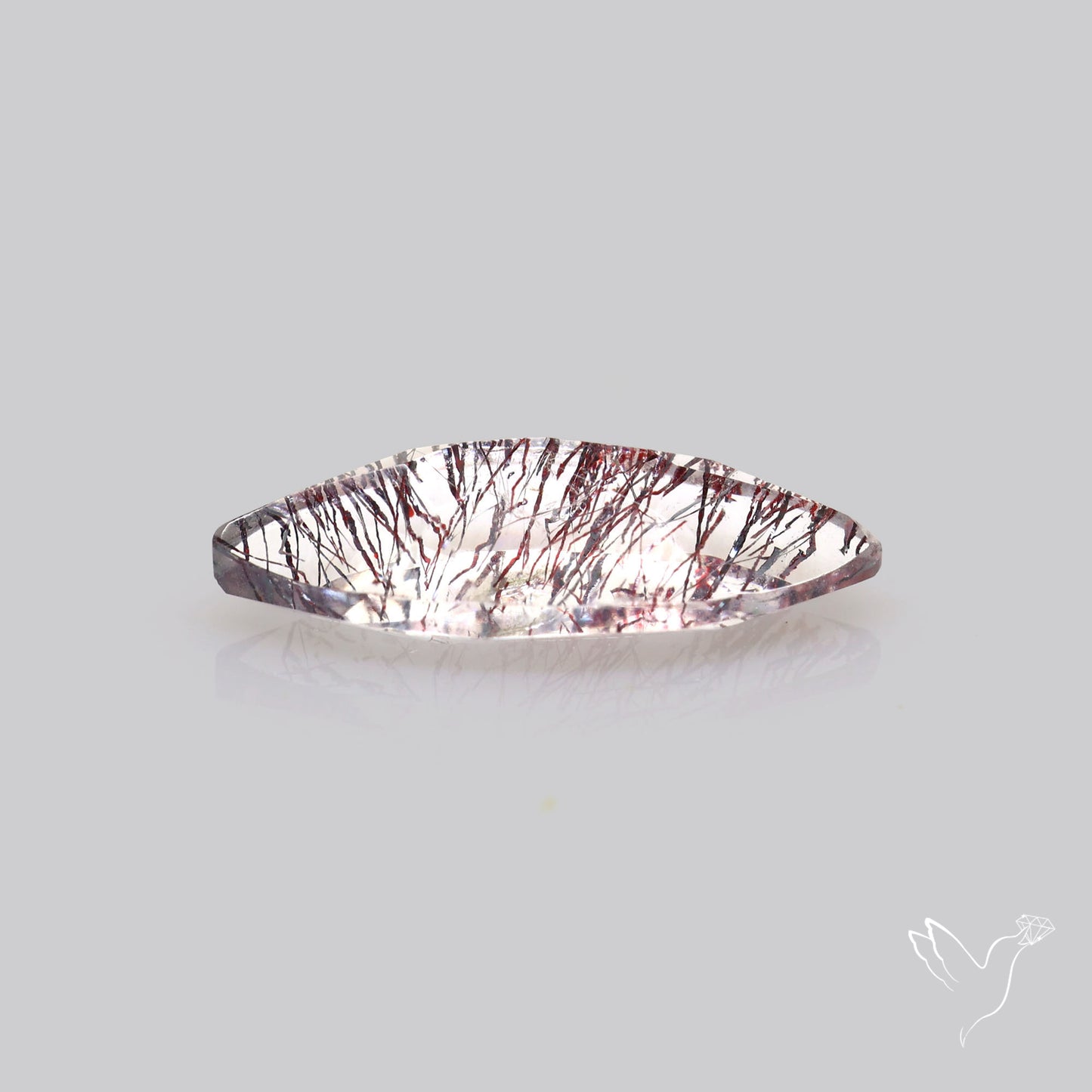 Lepidocrocite and Goethite In Quartz Faceted Fine Gemstone