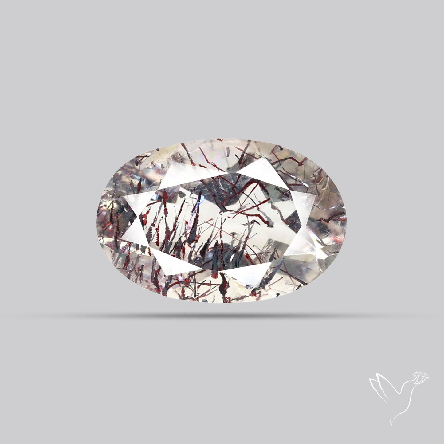 Lepidocrocite and Goethite In Quartz Faceted Fine Gemstone