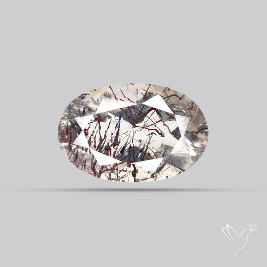 Lepidocrocite and Goethite In Quartz Faceted Fine Gemstone