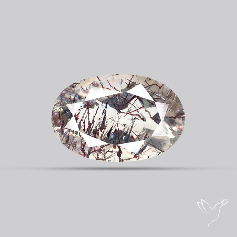 Lepidocrocite and Goethite In Quartz Faceted Fine Gemstone