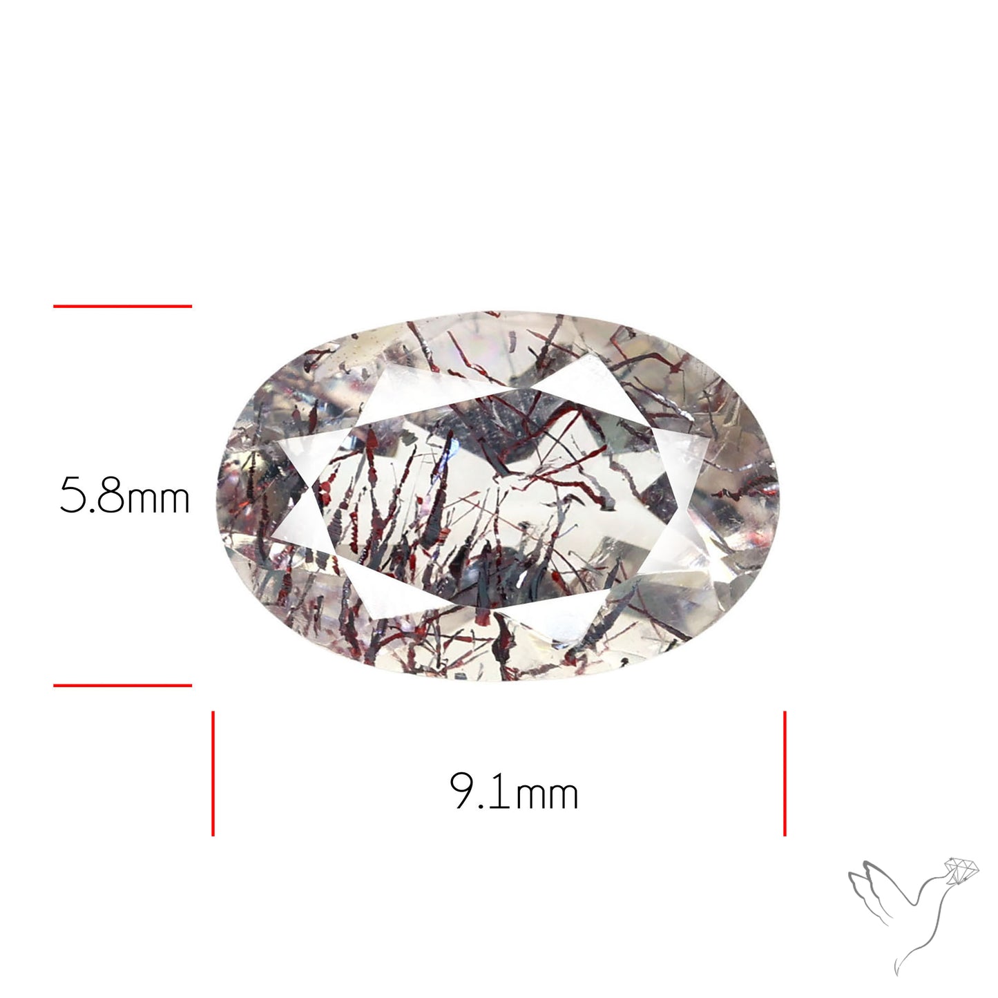 Lepidocrocite and Goethite In Quartz Faceted Fine Gemstone