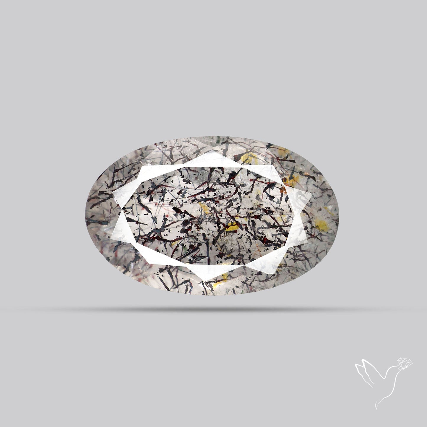 Lepidocrocite and Goethite In Quartz Faceted Fine Gemstone