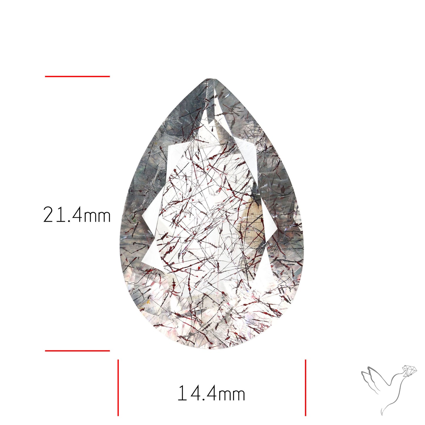 Lepidocrocite and Goethite In Quartz Faceted Fine Gemstone