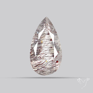 Lepidocrocite and Goethite In Quartz Faceted Fine Gemstone