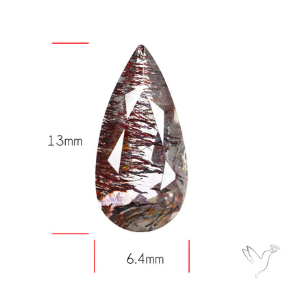 Lepidocrocite and Goethite In Quartz Faceted Fine Gemstone