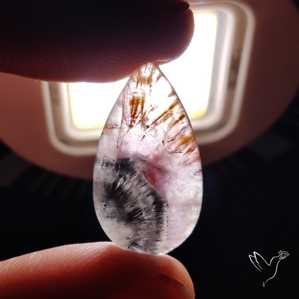 Super Seven Amethyst with Cacoxenite Cabochon