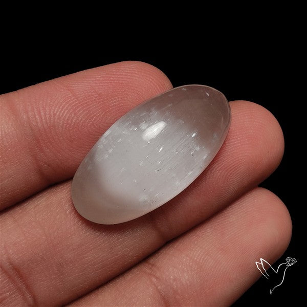 Selenite Cats Eye Cabochon
