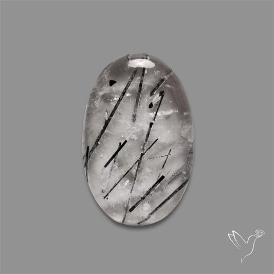 Black Tourmalinated Quartz Cabochon