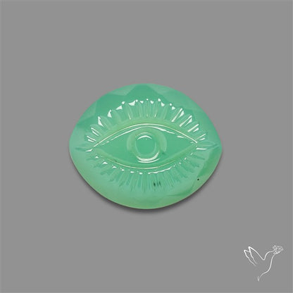 Gemmy Chrysoprase Evil Eye Carving