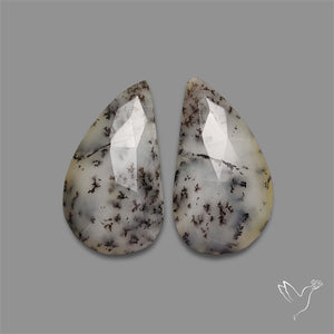 Rose Cut Dendritic Opal Pair