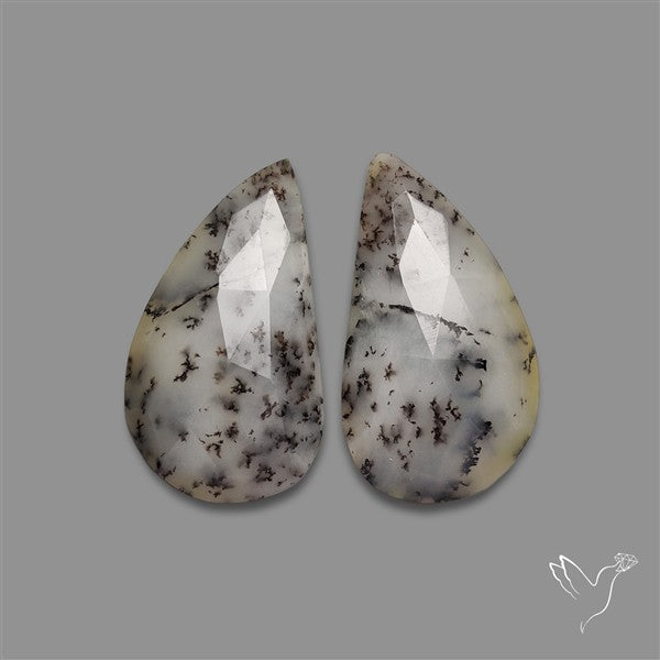 Rose Cut Dendritic Opal Pair