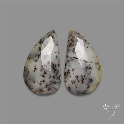 Rose Cut Dendritic Opal Pair