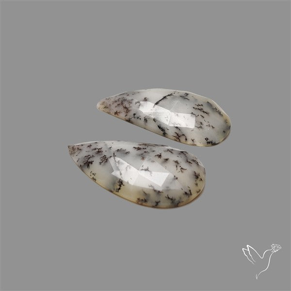 Rose Cut Dendritic Opal Pair