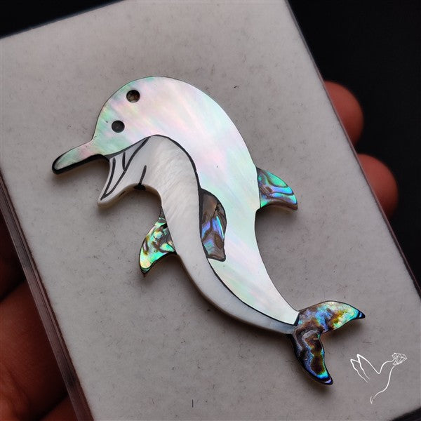 Abalone Shell Inlay in Mother Of Pearl Dolphin