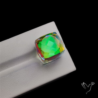 Checkerboard Cut Aura Quartz Cube Dice