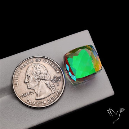 Checkerboard Cut Aura Quartz Cube Dice