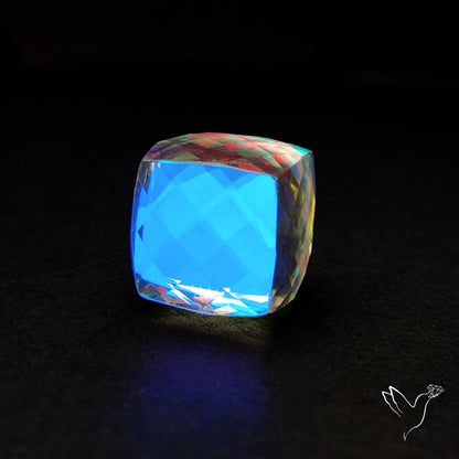 Checkerboard Cut Aura Quartz Cube Dice