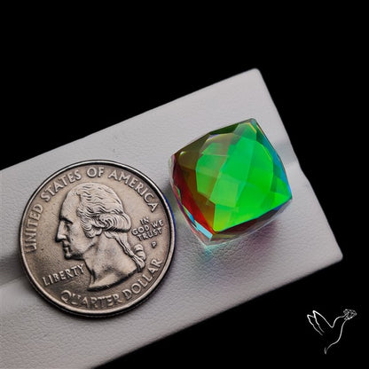 Checkerboard Cut Aura Quartz Cube Dice
