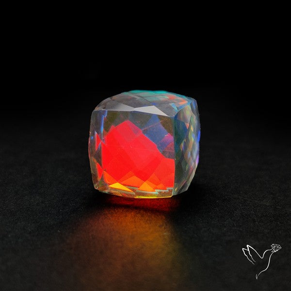 Checkerboard Cut Aura Quartz Cube Dice
