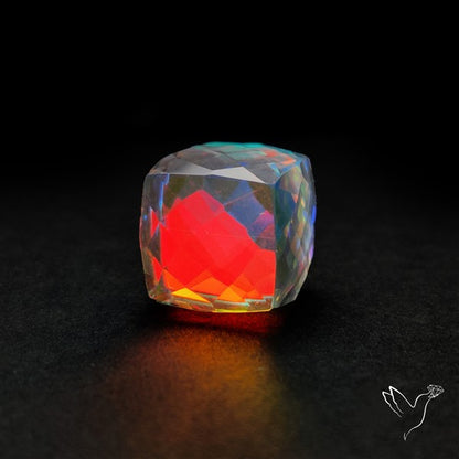 Checkerboard Cut Aura Quartz Cube Dice
