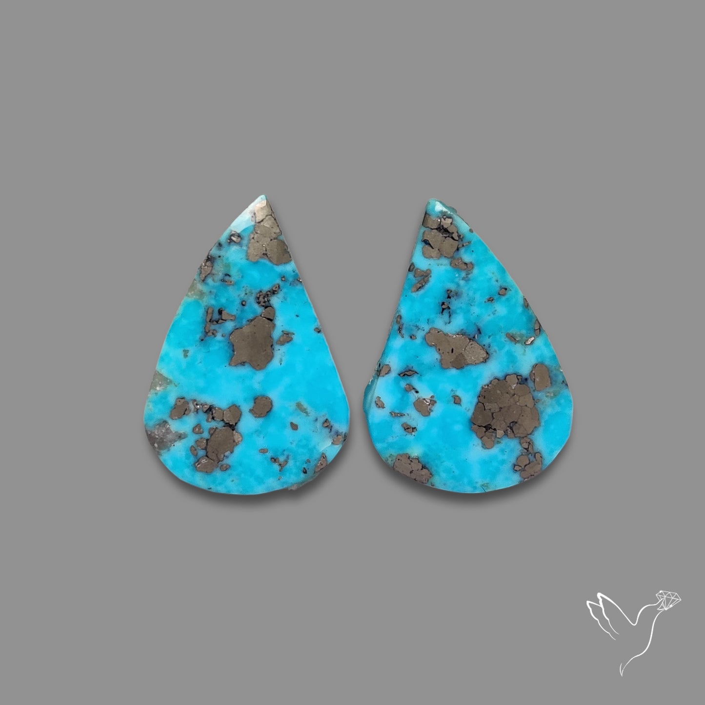 Rare Campitos Turquoise With Pyrite Inclusion Pair