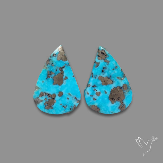Rare Campitos Turquoise With Pyrite Inclusion Pair