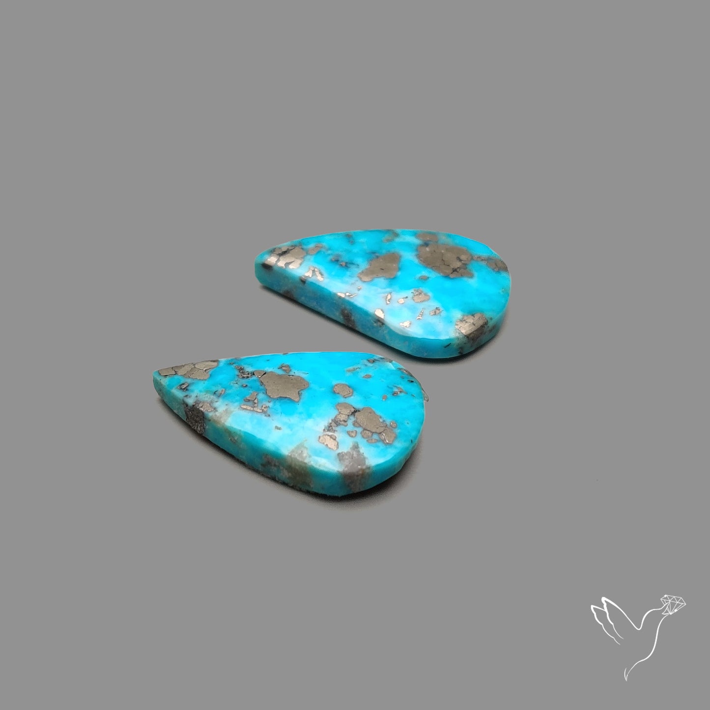 Rare Campitos Turquoise With Pyrite Inclusion Pair