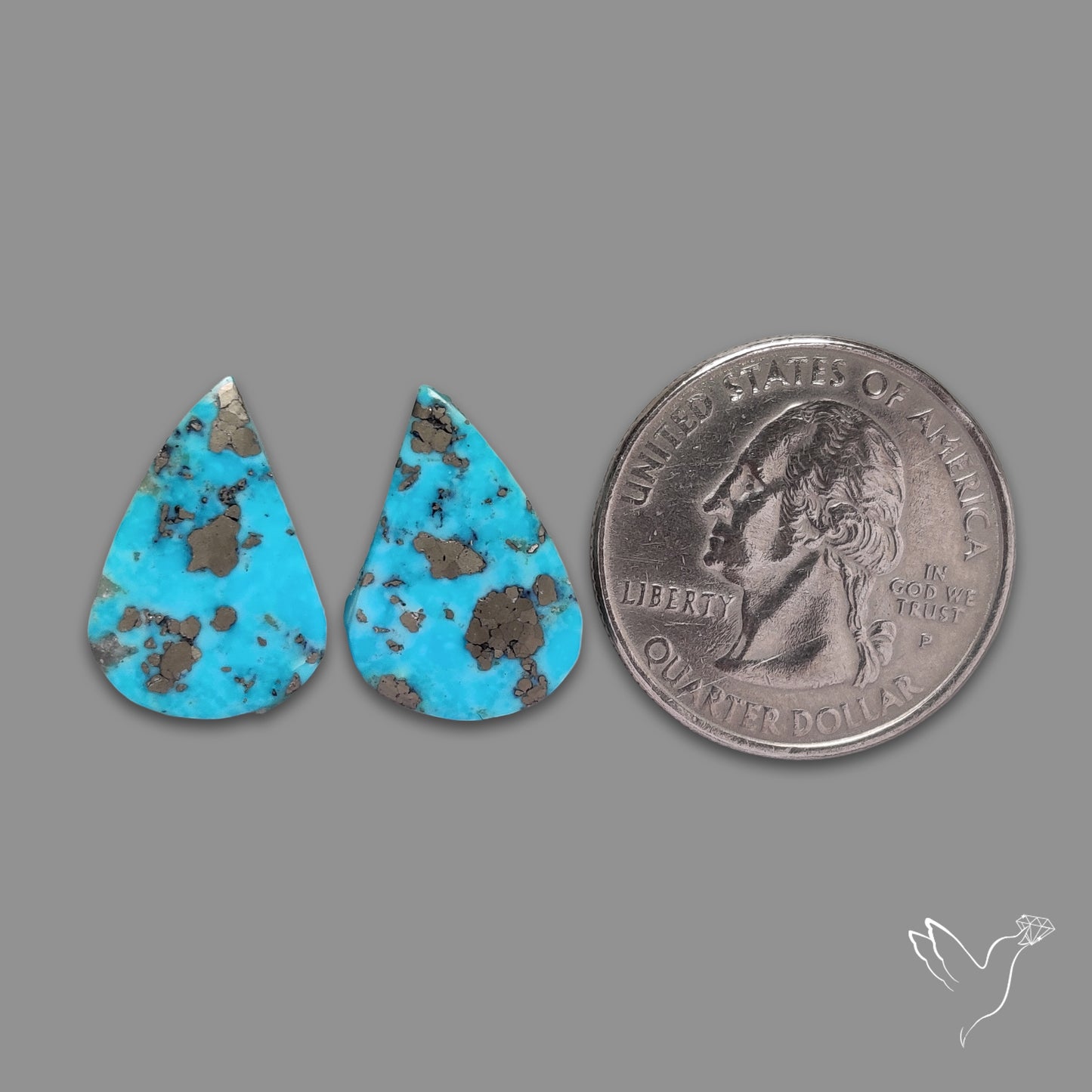 Rare Campitos Turquoise With Pyrite Inclusion Pair