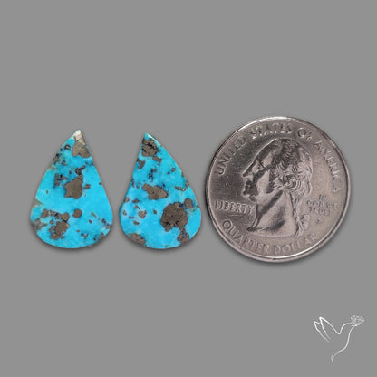 Rare Campitos Turquoise With Pyrite Inclusion Pair