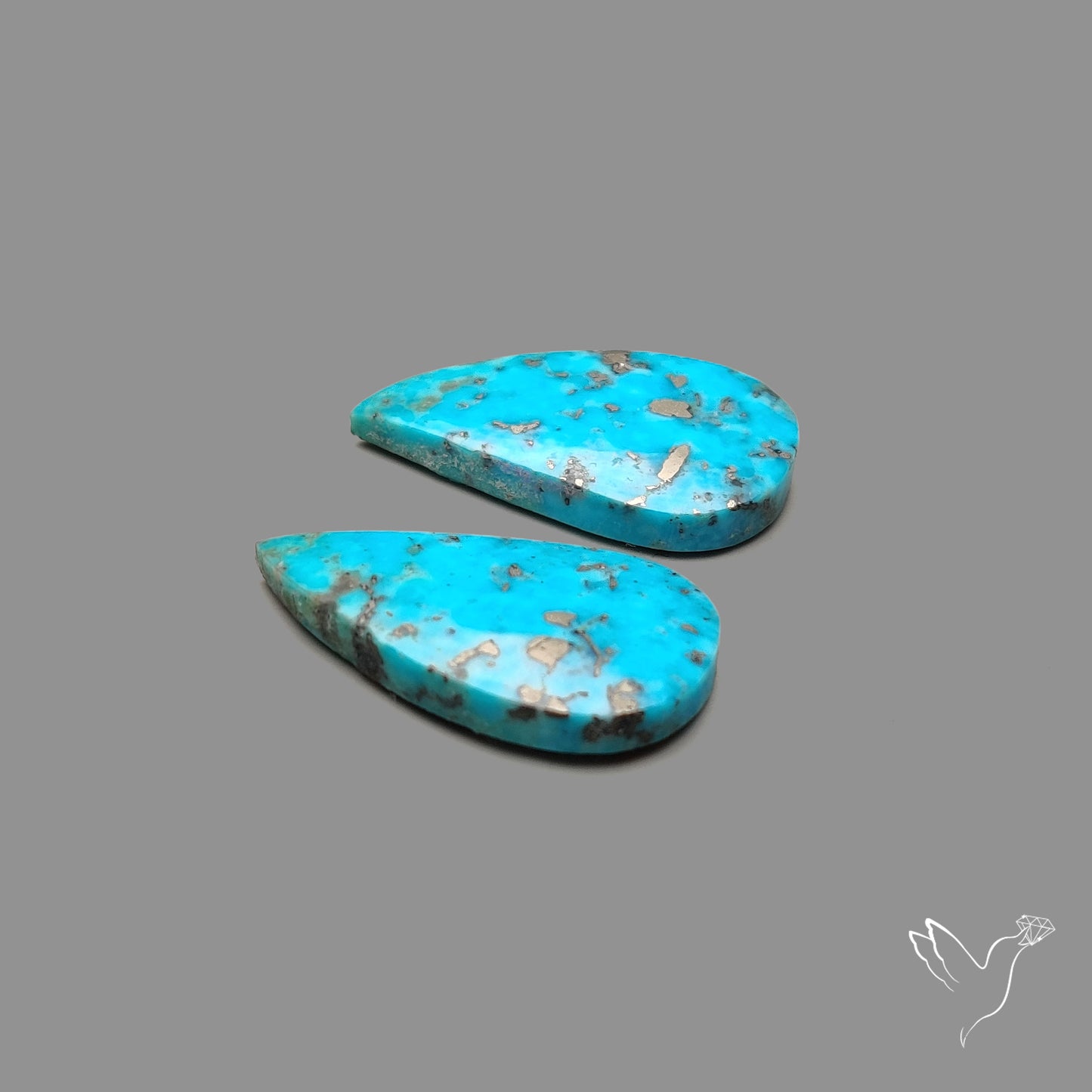Rare Campitos Turquoise With Pyrite Inclusion Pair