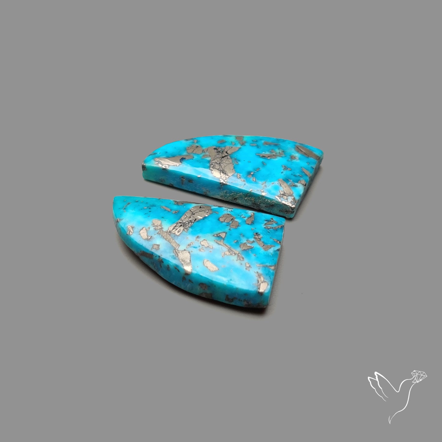 Rare Campitos Turquoise With Pyrite Inclusion Pair