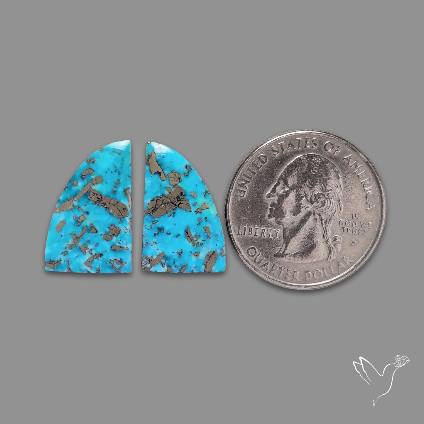 Rare Campitos Turquoise With Pyrite Inclusion Pair