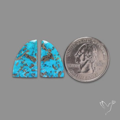 Rare Campitos Turquoise With Pyrite Inclusion Pair