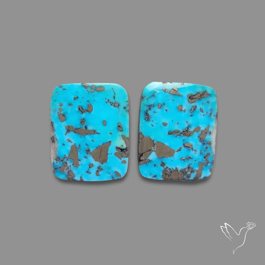 Rare Campitos Turquoise With Pyrite Inclusion Pair