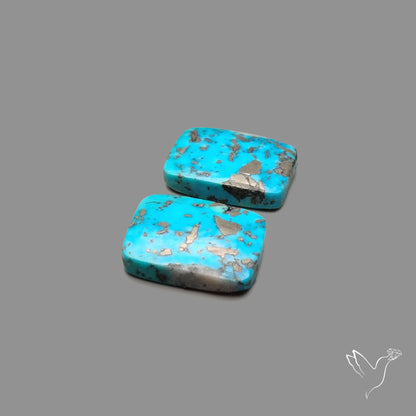 Rare Campitos Turquoise With Pyrite Inclusion Pair