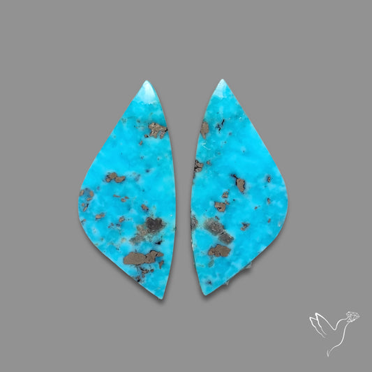 Rare Campitos Turquoise With Pyrite Inclusion Pair