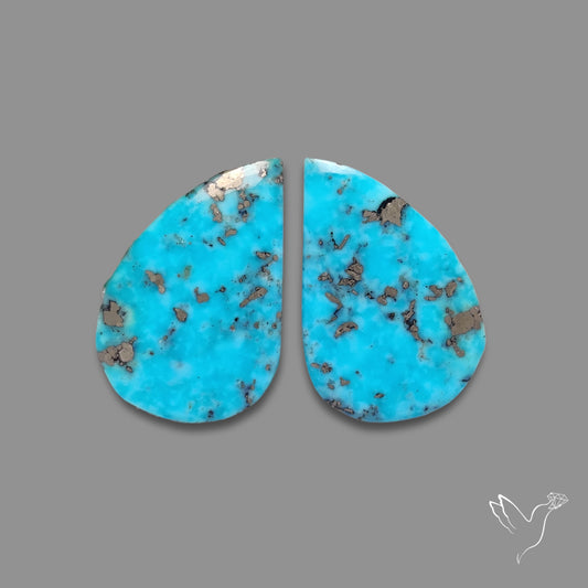 Rare Campitos Turquoise With Pyrite Inclusion Pair