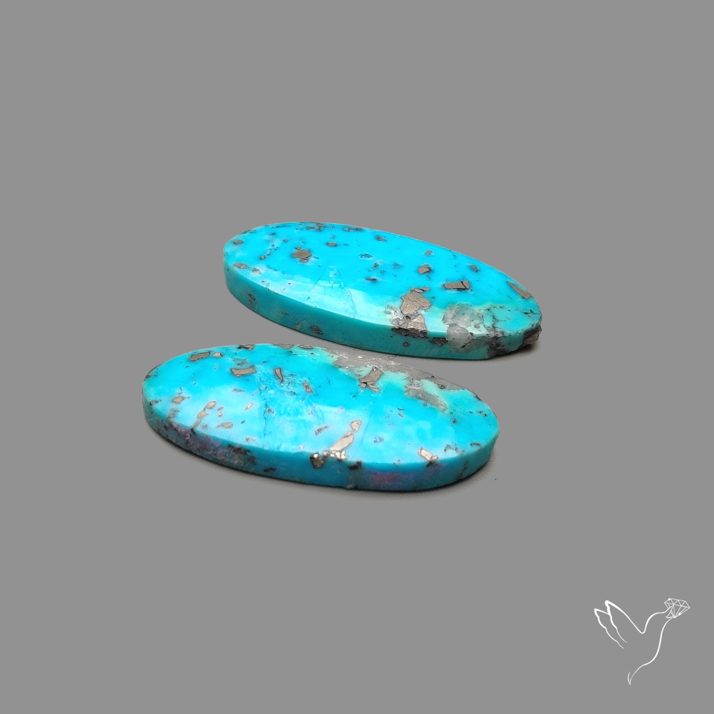 Rare Campitos Turquoise With Pyrite Inclusion Pair