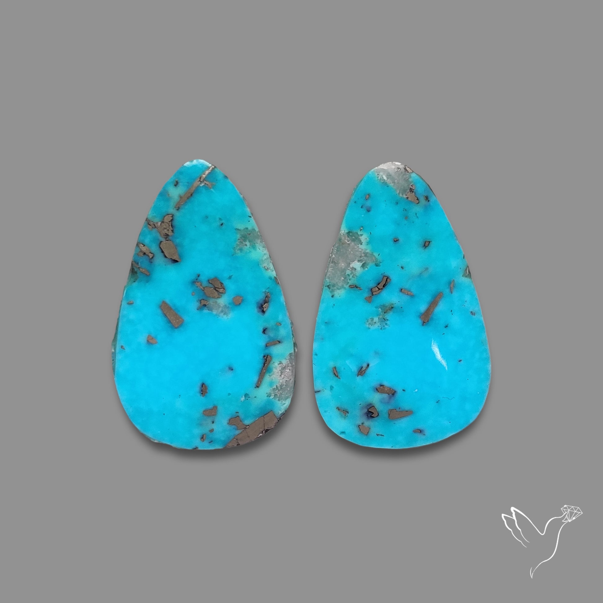 Rare Campitos Turquoise With Pyrite Inclusion Pair