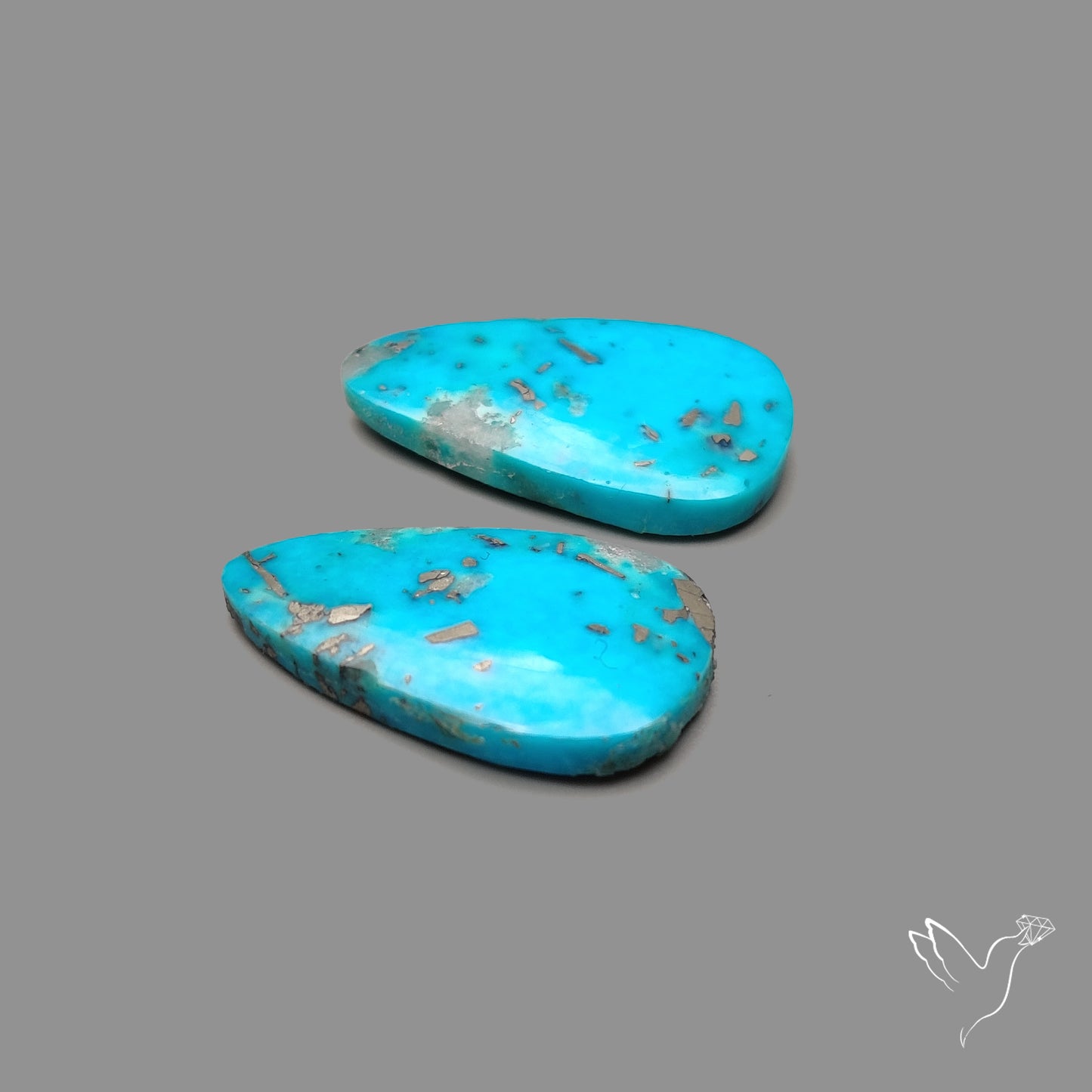 Rare Campitos Turquoise With Pyrite Inclusion Pair