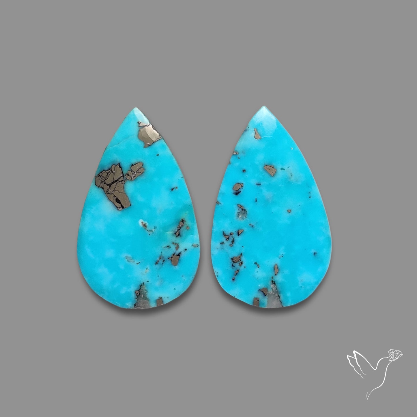 Rare Campitos Turquoise With Pyrite Inclusion Pair
