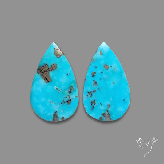 Rare Campitos Turquoise With Pyrite Inclusion Pair