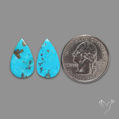 Rare Campitos Turquoise With Pyrite Inclusion Pair