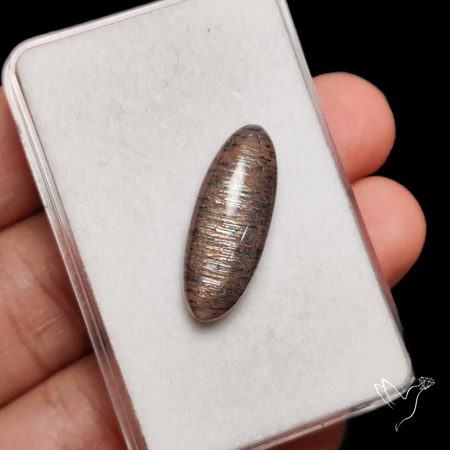 Black Sunstone Meteor Shower Pattern Cabochon