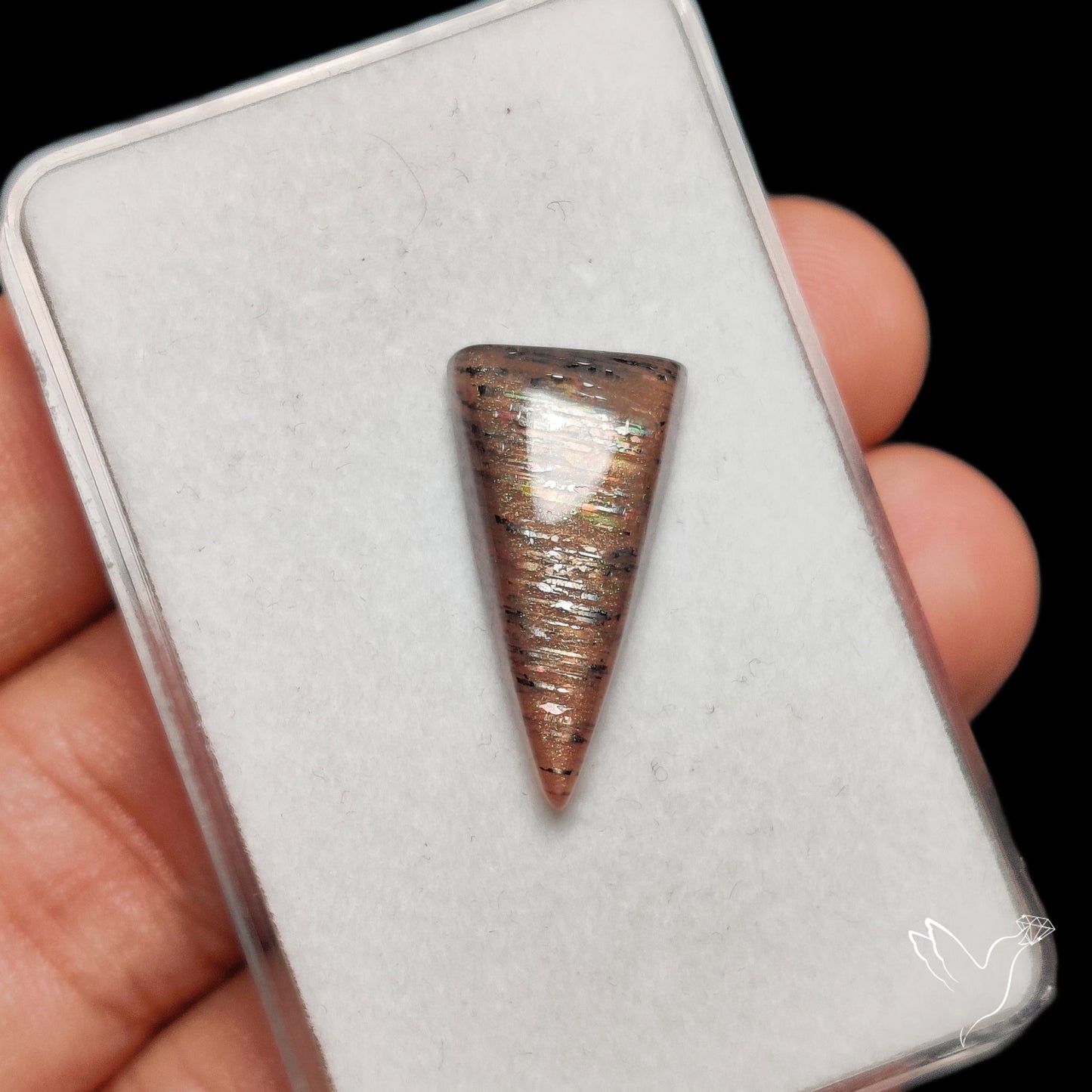 Black Sunstone Meteor Shower Pattern Cabochon