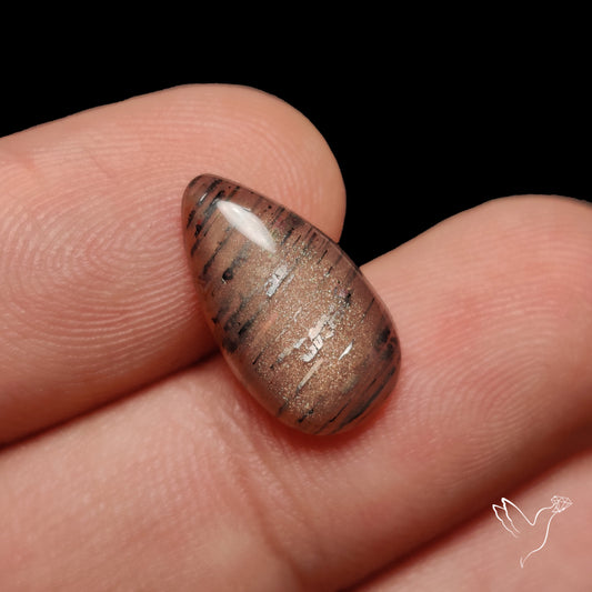 Black Sunstone Meteor Shower Pattern Cabochon