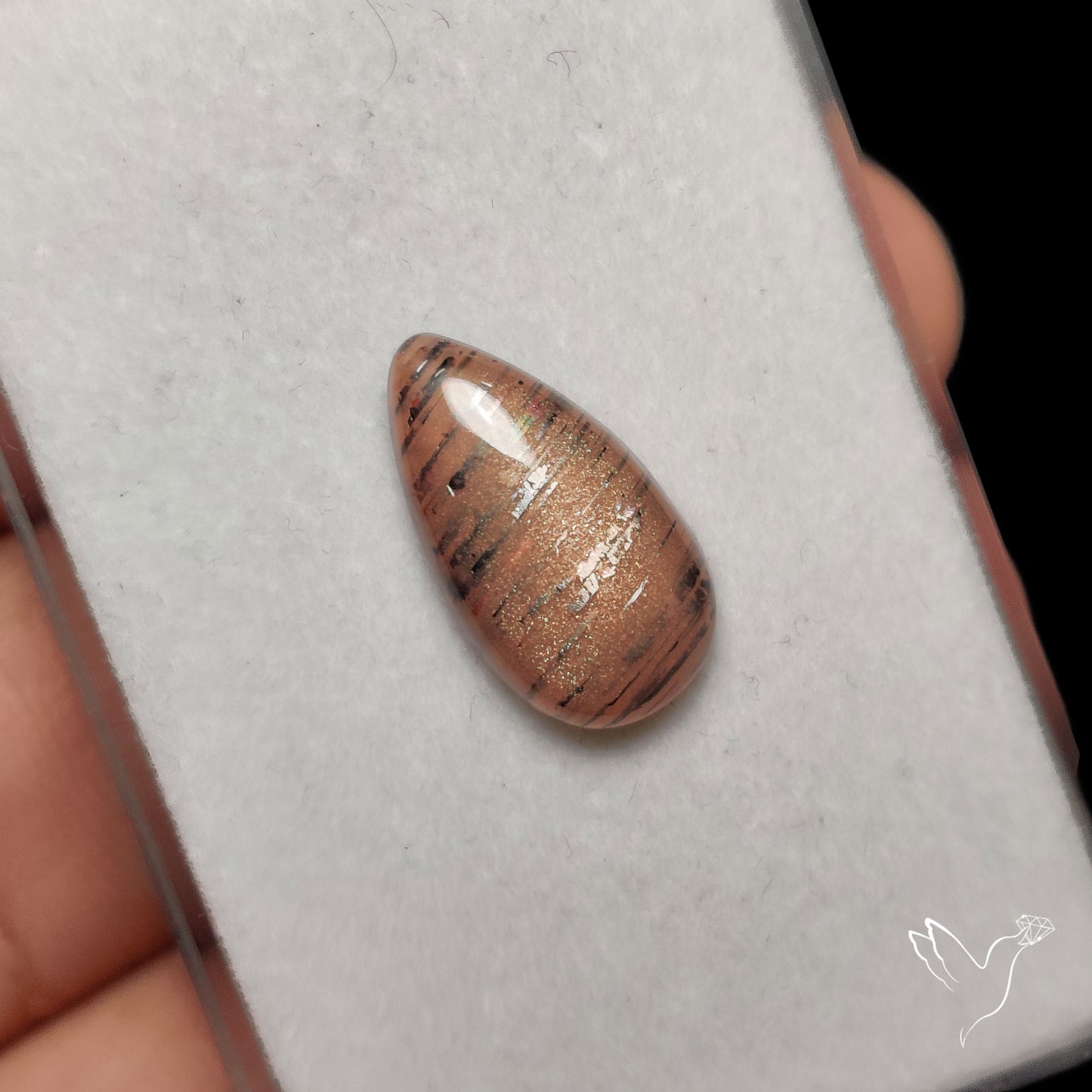 Black Sunstone Meteor Shower Pattern Cabochon