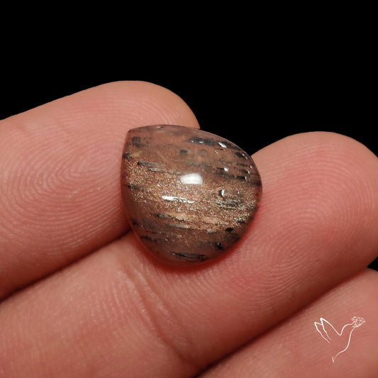 Black Sunstone Meteor Shower Pattern Cabochon