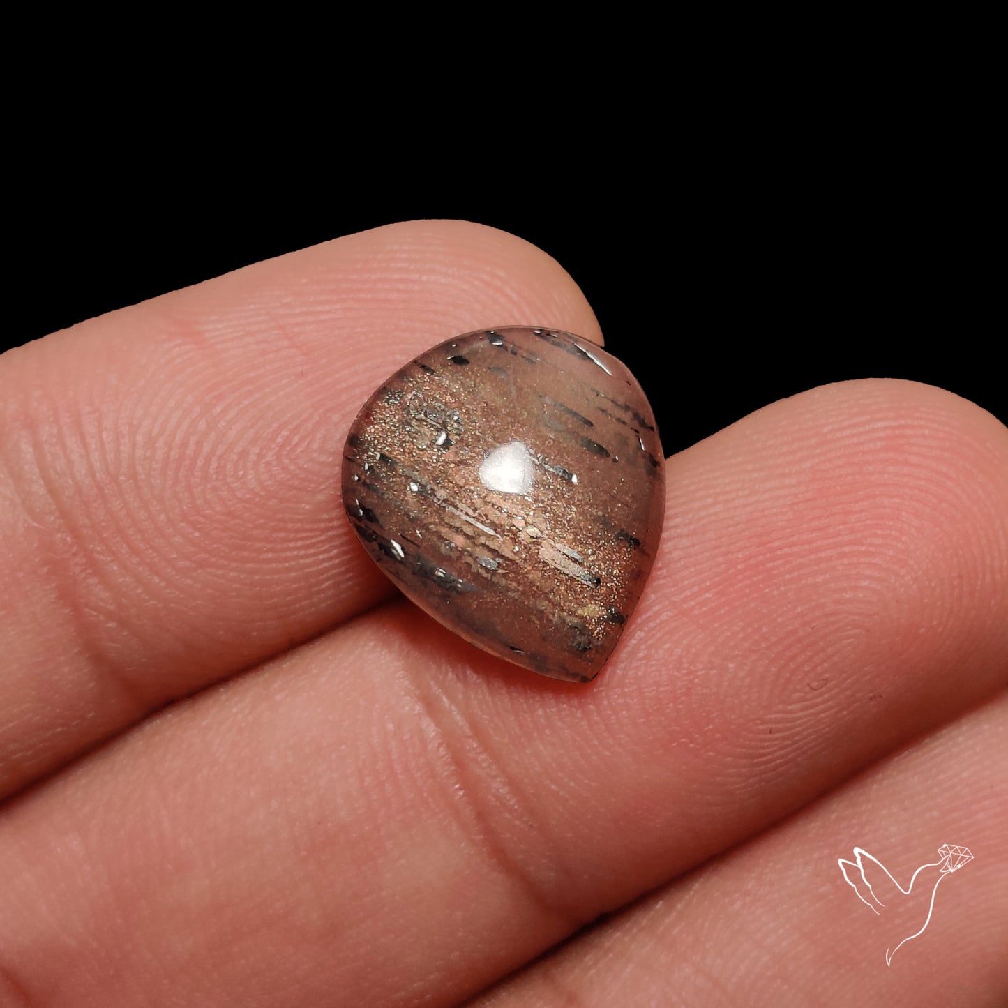 Black Sunstone Meteor Shower Pattern Cabochon